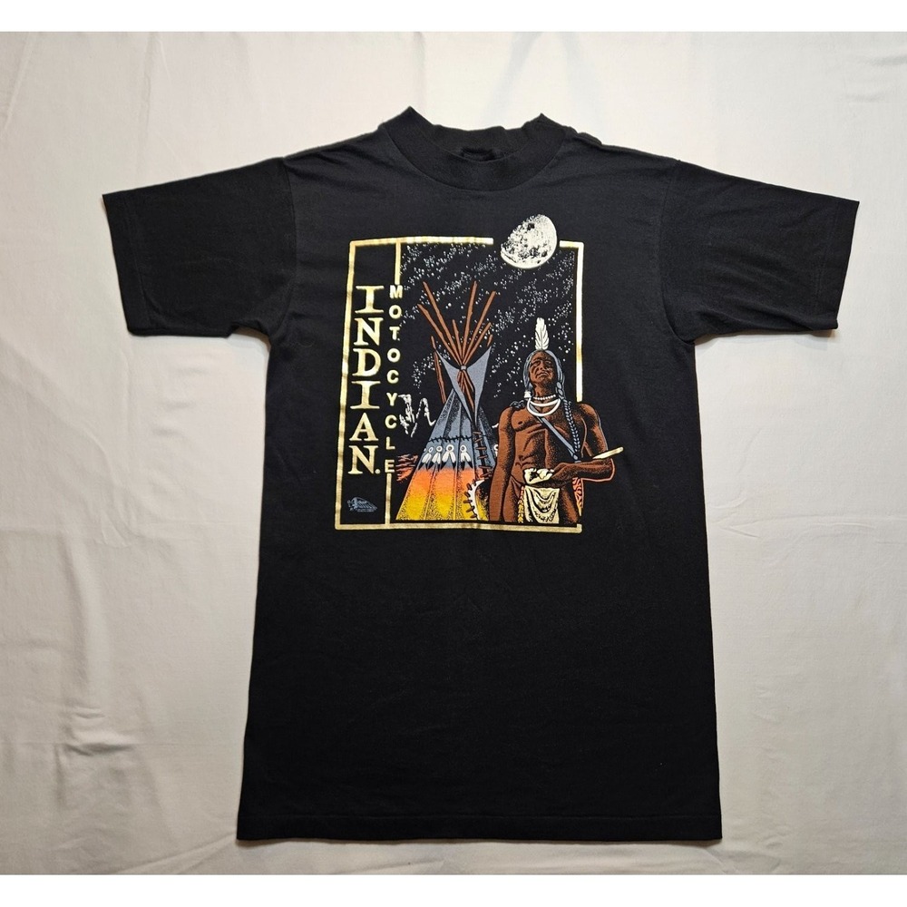 Indian Motocycle Native American Tipi Moon Graphic Men's T-Shirt M Blac